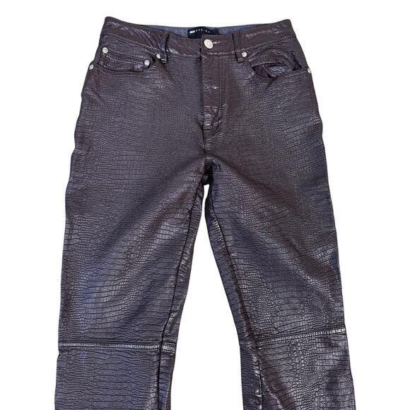 Asos Design Faux Leather Croc Straight Leg Pants US Womens 4 - Picture 2 of 6